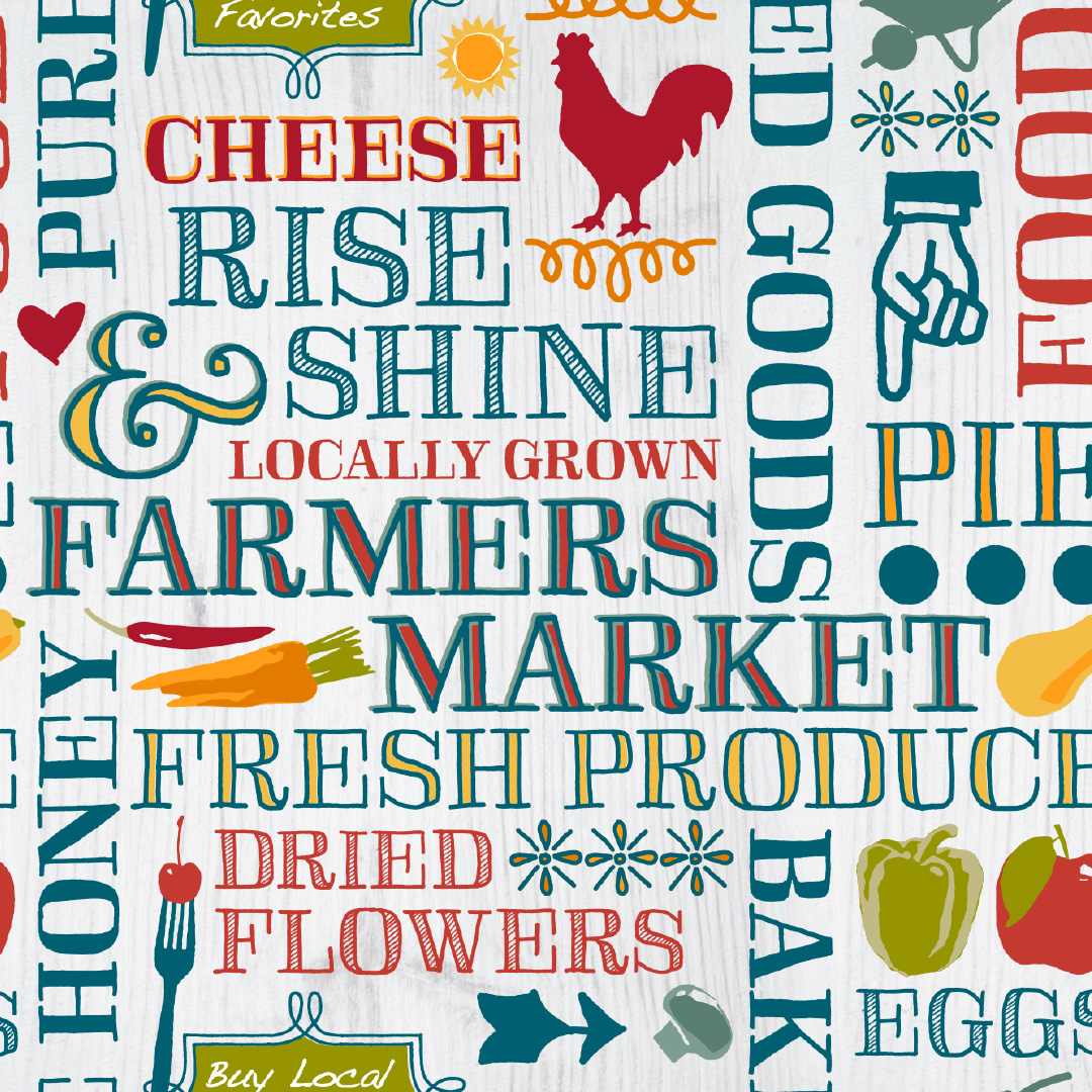 Farmers Market Typography Pattern Design