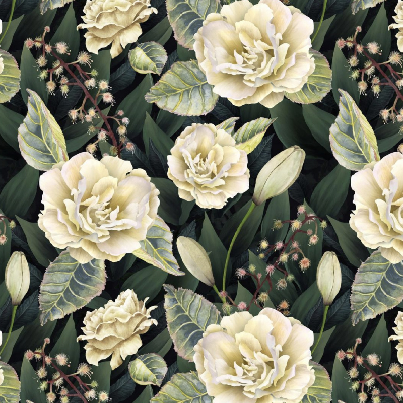 White Roses Pattern Design by Rosie Dore