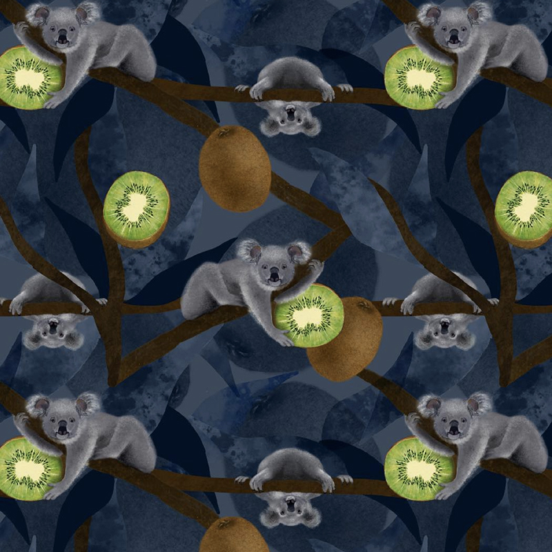 Koala Bears and Kiwi Pattern Design by Rosie Dore