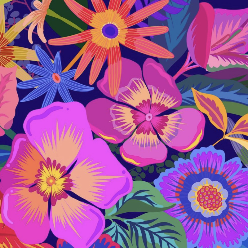 Colorful Blooming Floral Pattern by Carolina Mongelos