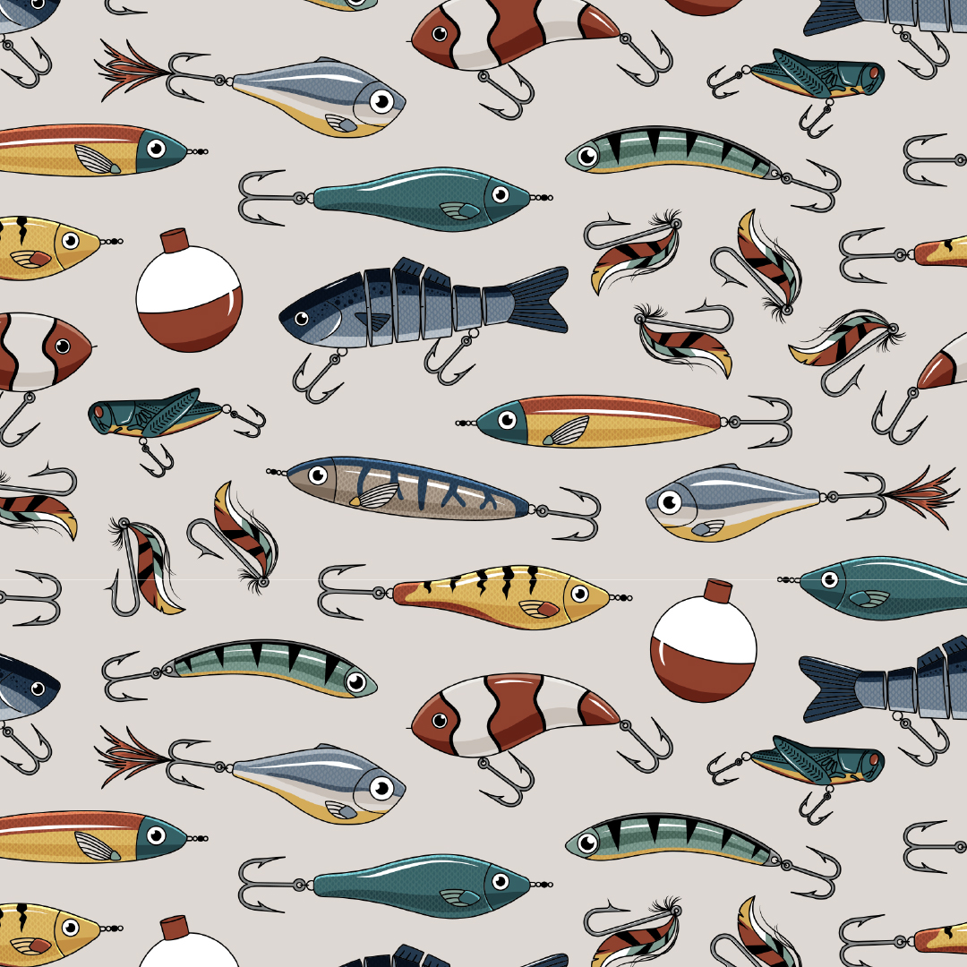 Variety of Fishing Lures Pattern Design