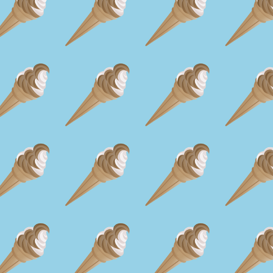 Chocolate and Vanilla Soft-Serve twist Cone Pattern Design
