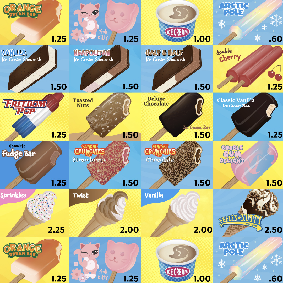 Nostalgic Ice Cream Truck Menu Pattern