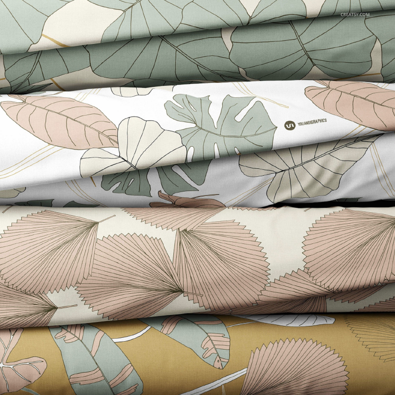 Close up of Fabric Bolts with Patterns Designed by Irene Demetri