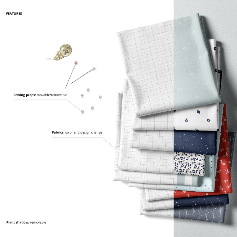 Folded Fabric Mockup Example Illustraing Sewing Props That Are Removeable