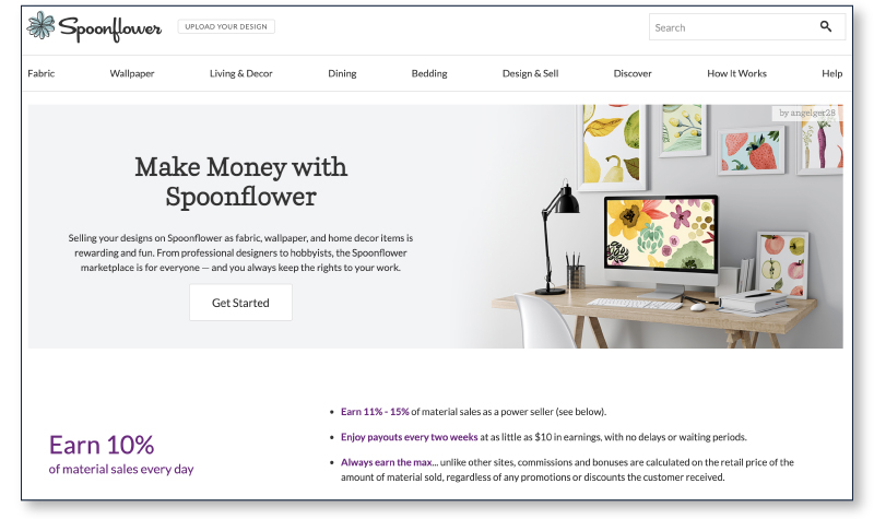 Get started selling webpage on Spoonflower's website.