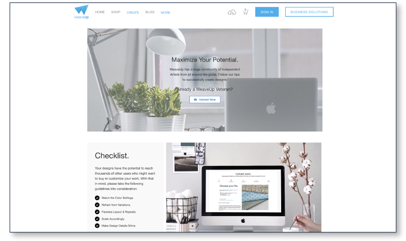 Designer information webpage on Weaveup's website.