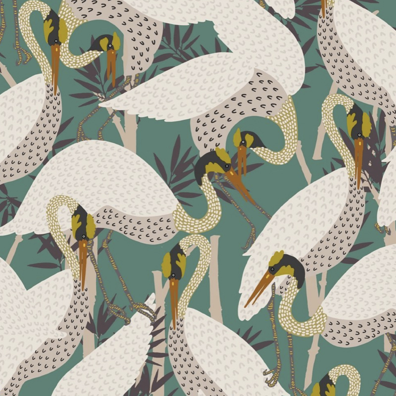 Heron Green Pattern by Hollie Zollinger