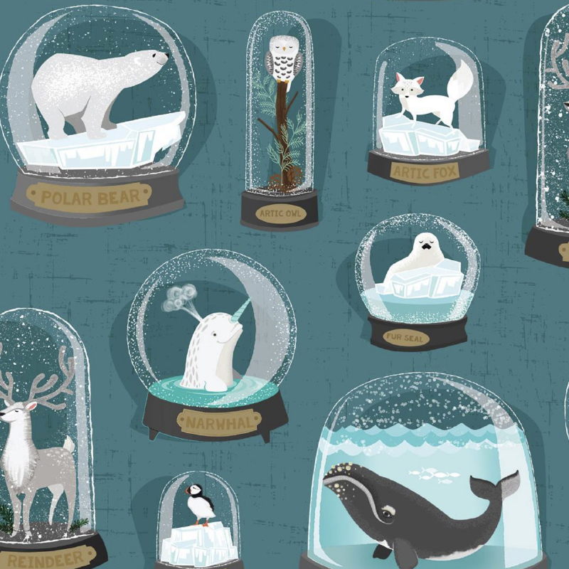 Arctic Snowglobe Animals Pattern by Michael Zindell